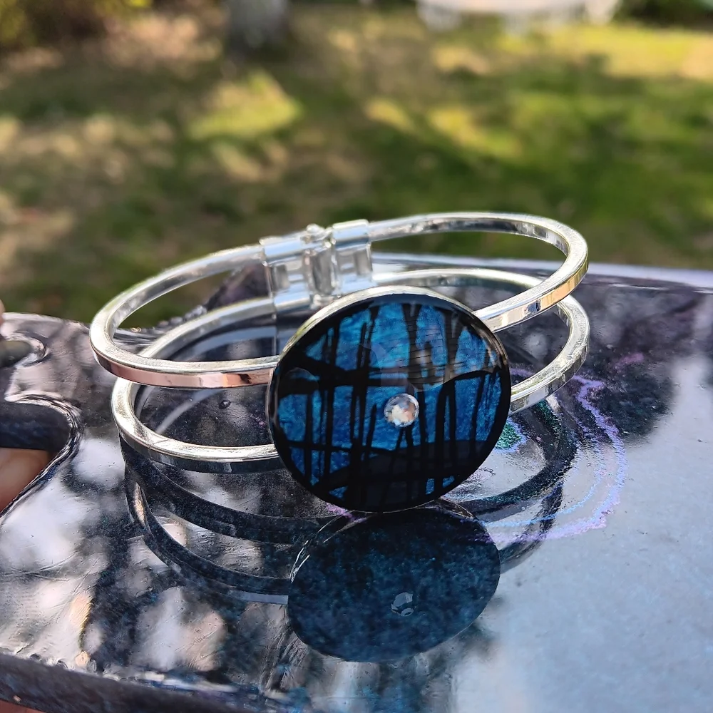 Blue Moonstone Inspired Bracelet Cuff